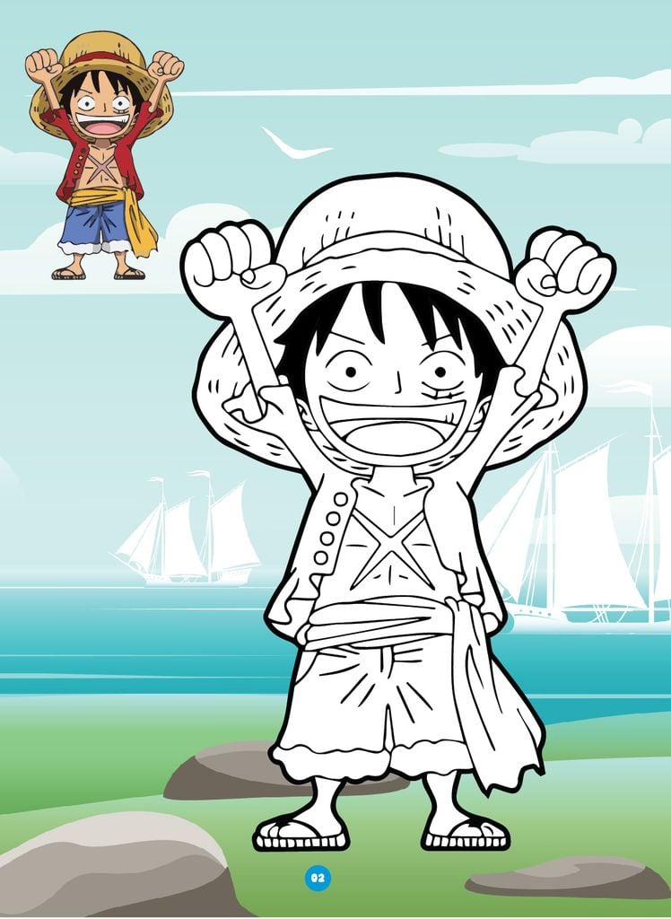 Sách - Bé tô màu ABBOOKS - Thuyền Trưởng Hải Tặc Luffy - Bộ 2 cuốn