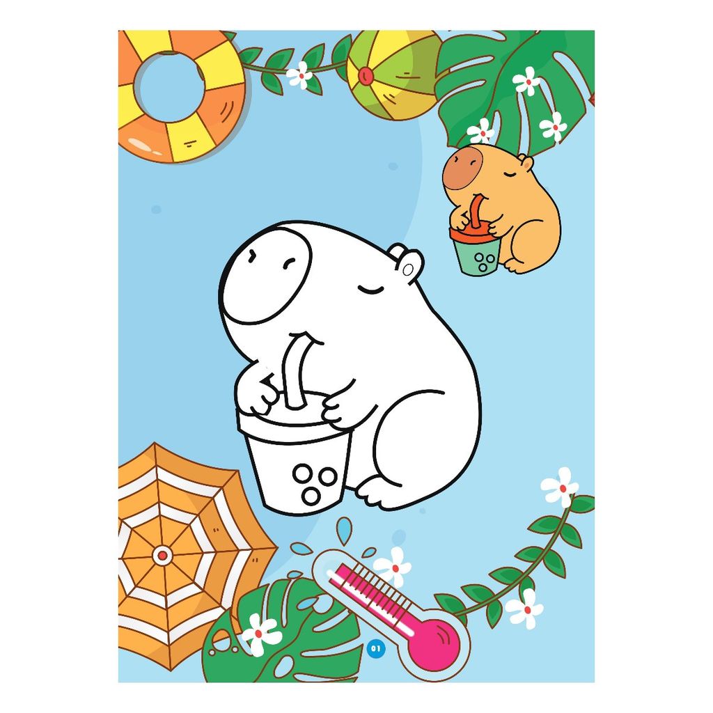Sách - Bé tô màu - Capybara mùa hè đáng nhớ