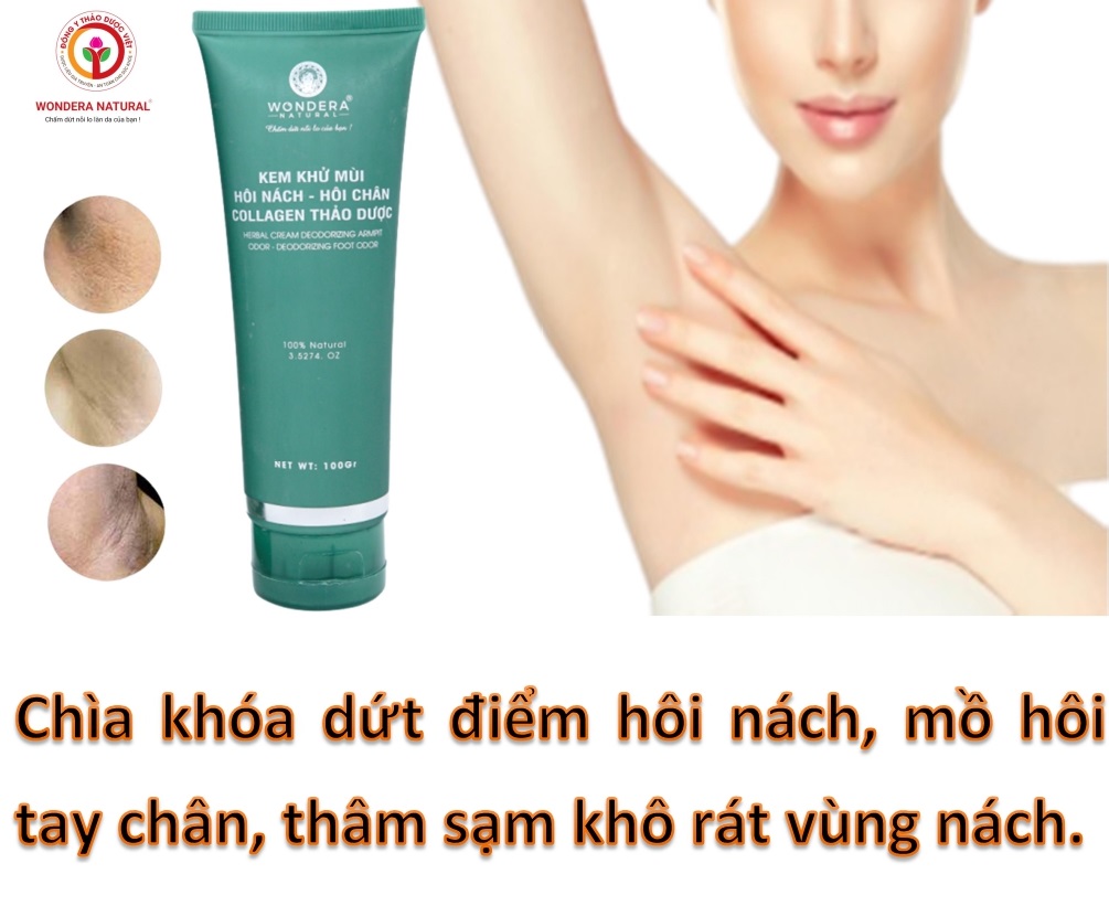Kem khử mùi hôi nách hôi chân collagen thảo dược 100G