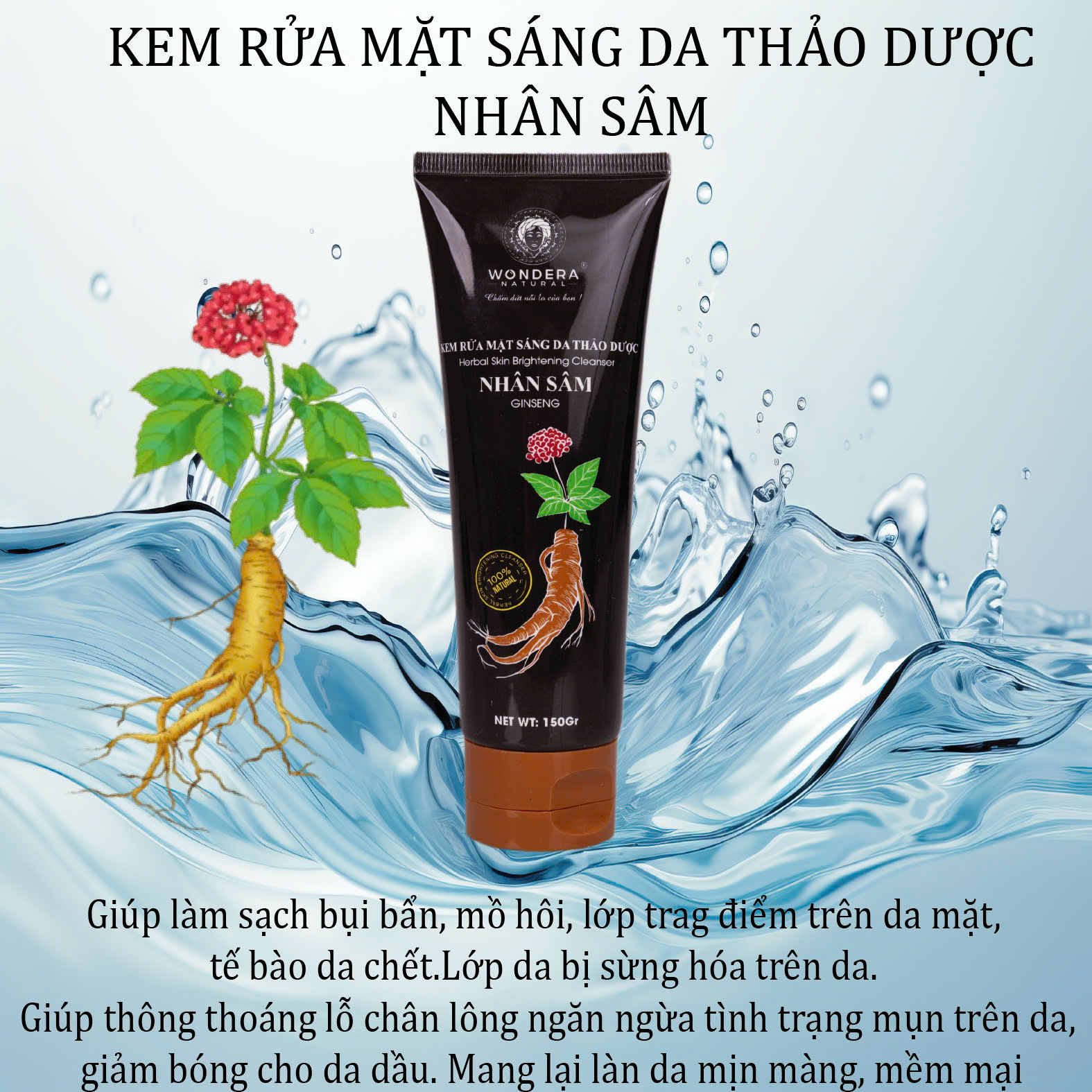 Kem rửa mặt sáng da thảo dược nhân sâm 150g