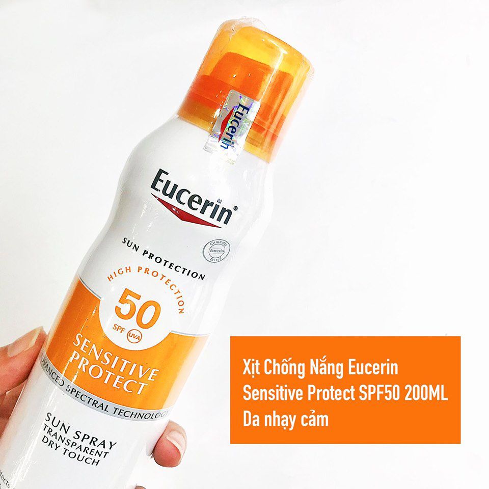 Chống nắng cho da nhạy cảm Eucerin Sun Spray Transparent Dry Touch Sen –  dalangmin