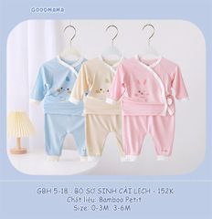 Bộ sơ sinh cài lệch cho bé chất Bamboo Petit Goodmama GBH 5-18