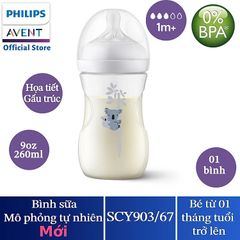 Bình sữa mô phỏng Avent SCY903.67 260Ml Gấu trúc