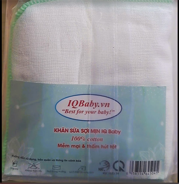 Khăn Sữa Sợi Mịn IQ Baby 4 Lớp - 25x27 cm (10 cái/bịch)