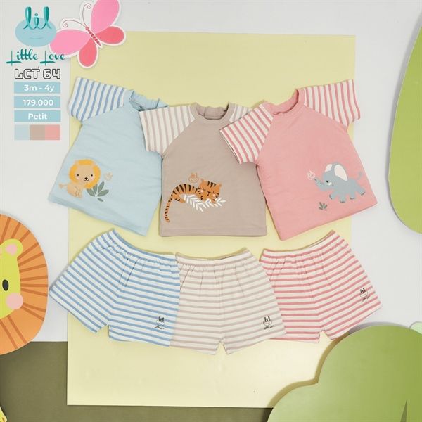 Bộ CT BG phối kẻ LCT64 Lil Hồng 12-18M