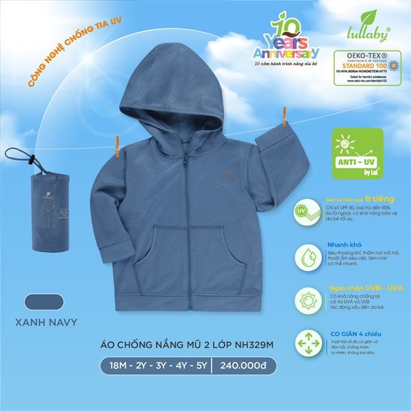 Áo chống nắng Lullaby NH329M - Xanh Than