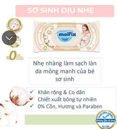 Khăn ướt Molfix nâu (sơ sinh) 100 tờ