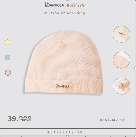 Mũ tròn sơ sinh Bambola - B4SS1MU-50- Hoạ tiết hồng