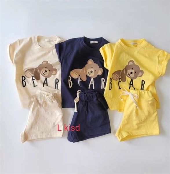 Bộ thun lạnh hình gấu xanh than