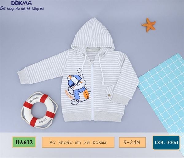 Áo khoác mũ kéo khoá Dokma DA612 (6-9M) CLO