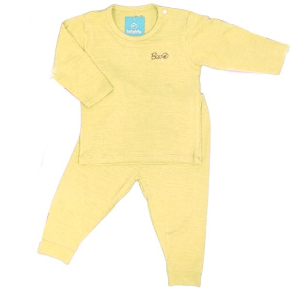 Bộ sơ sinh dài tay cài vai Bavo (Màu vàng)