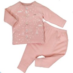 Bộ quần áo cài thẳng dài Nous cáo hồng