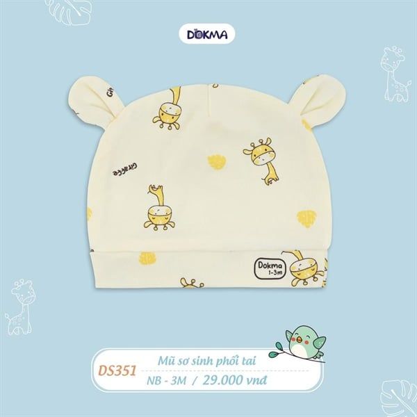 Mũ sơ sinh 2 tai tròn Dokma DS351