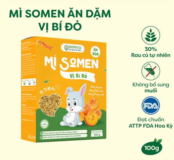 Mì Somen ăn dặm vị bí đỏ Anpaso 100g