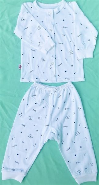 Bộ Tay Dài Bo Sao Băng Xanh (3-6M)