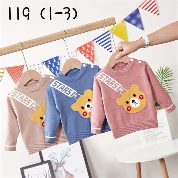 Áo len cài vai gấu stars - Hồng - size 2