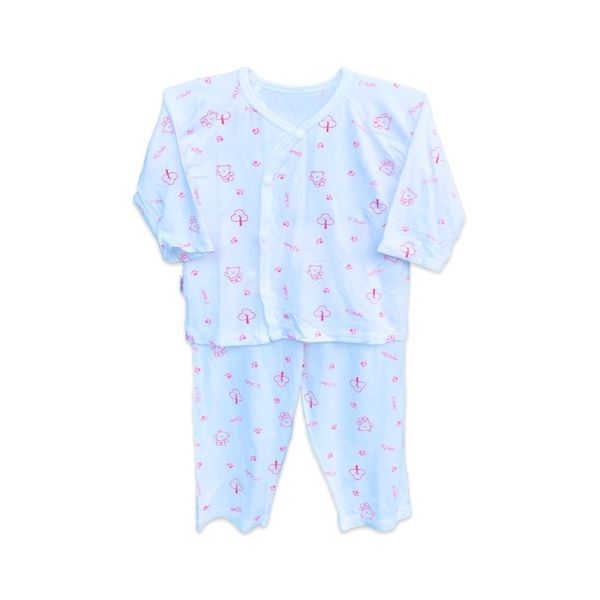 Bộ SS cài lệch dài tay IQ BABY Gấu Hồngg