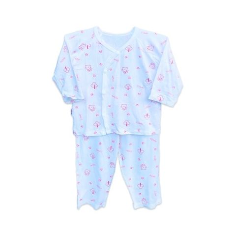 Bộ SS cài lệch dài tay IQ BABY Gấu Hồngg