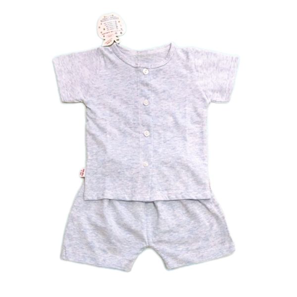 Bộ sơ sinh cài giữa cộc tay IQ BABY Xám Tiêu (6 - 9M)