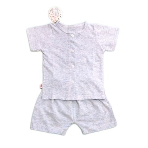 Bộ sơ sinh cài giữa cộc tay IQ BABY Xám Tiêu (6 - 9M)