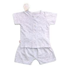 Bộ sơ sinh cài giữa cộc tay IQ BABY Xám Tiêu (6 - 9M)