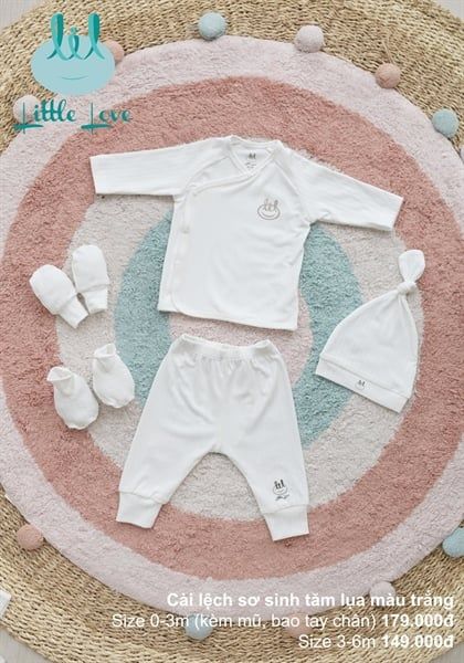 Bộ sơ sinh cài lêch tăm lụa LIL - (3-6M)