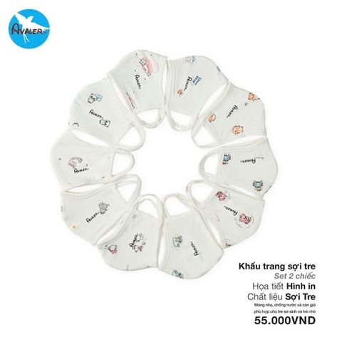 Set 2 khẩu trang sợi tre Avaler