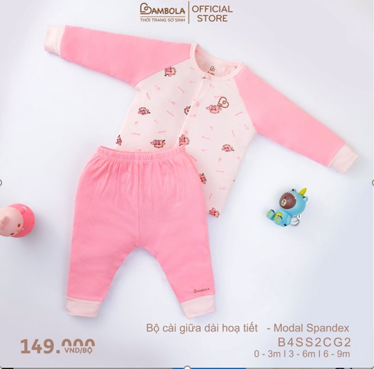 Bộ cài giữa dài hoạ tiết Bambola - Xanh - B4SS2CG2-32 - (0-3M)