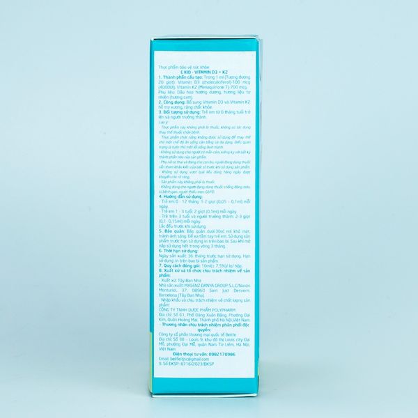 Vitamin D3K2 cho bé nhập khẩu Tây Ban Nha E Kid (0M+)