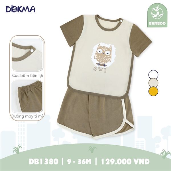 H.Bộ cộc tay cài vai Trắng xanh 24-36M