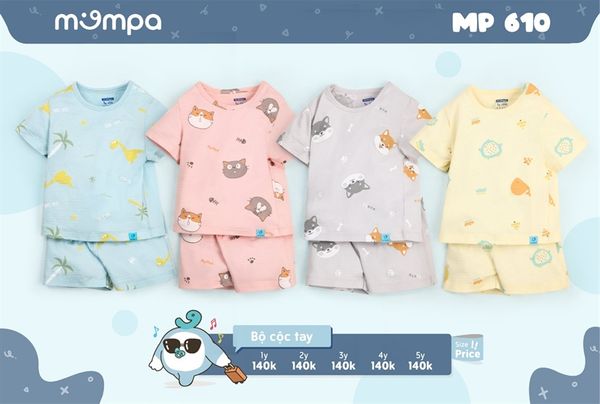 Bộ cộc tay Mompa MP610 Xanh size 3Y