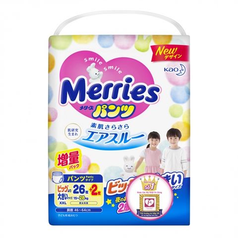 Bỉm Merries nội địa quần XXL26 (15-28kg) - Cộng miếng
