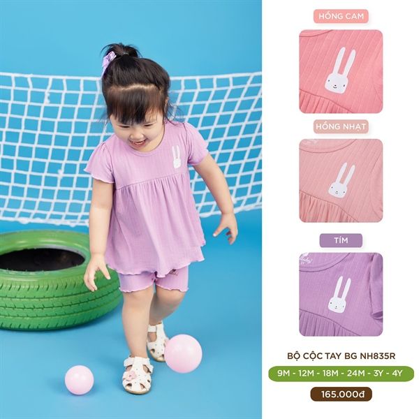 Bộ cộc tay BG Lullaby NH835R hồng cam 9-12M