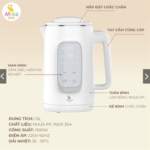 Bình đun nước giữ nhiệt Moaz Bébé MB070