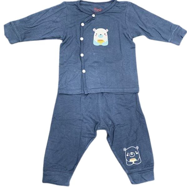 Bộ sơ sinh dài tay cài lệch Bavo (Xanh Than)