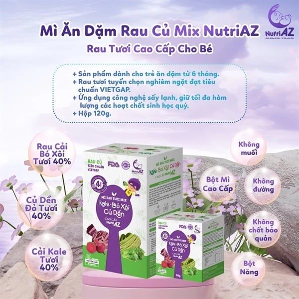 Mỳ rau tươi mix vị Nutri AZ