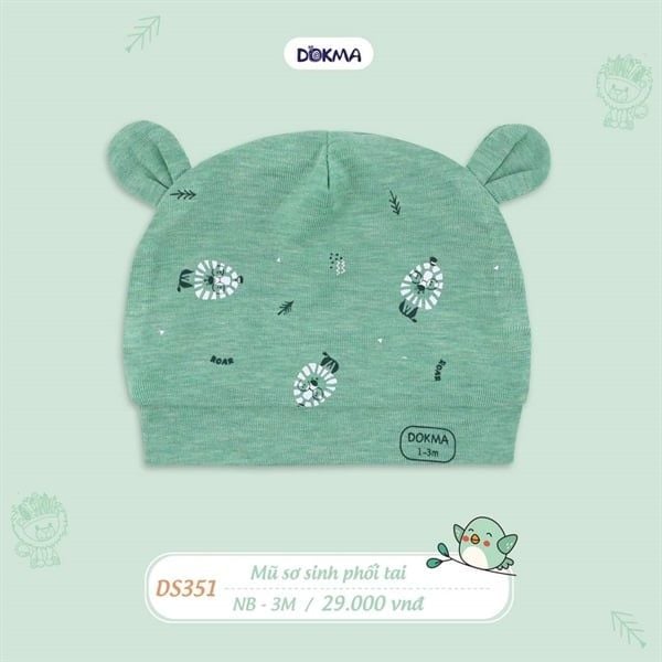 Mũ sơ sinh 2 tai tròn Dokma DS351
