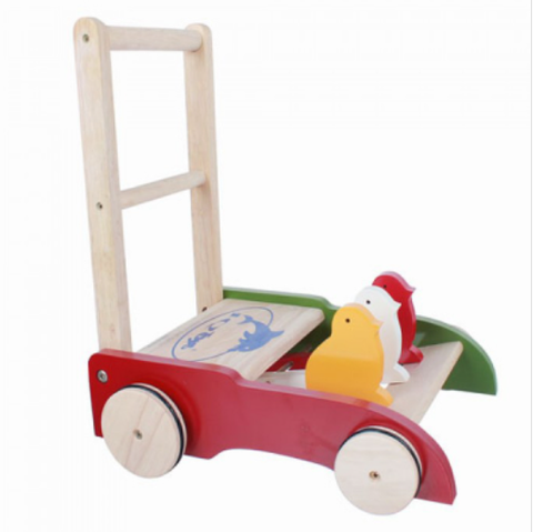 XDNC Xe tập đi con gà bằng gỗ IQ Toys