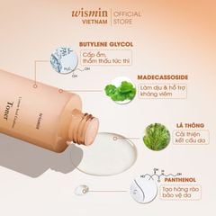Nước hoa hồng Toner thuần chay Wismin (Hàn Quốc)