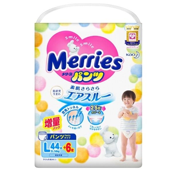 Bỉm Merries nội địa quần L44 (9-14kg) - Cộng miếng