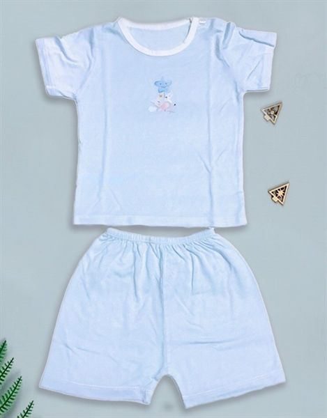 Bộ cộc tay cài vai IQ BABY Xanh