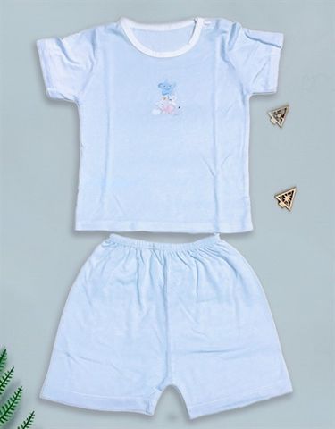 Bộ cộc tay cài vai IQ BABY Xanh