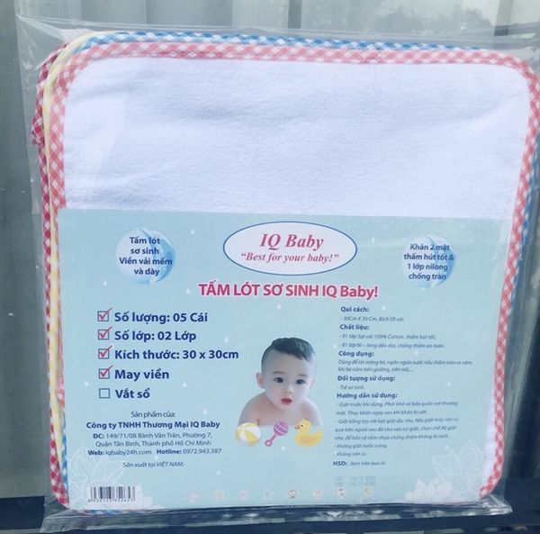 Tấm lót chống thấm IQ BABY 2 Lớp - 30x30cm (10 cái)