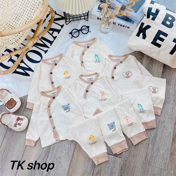 Bộ SS thun tăm dài tay cài chéo 6-9M