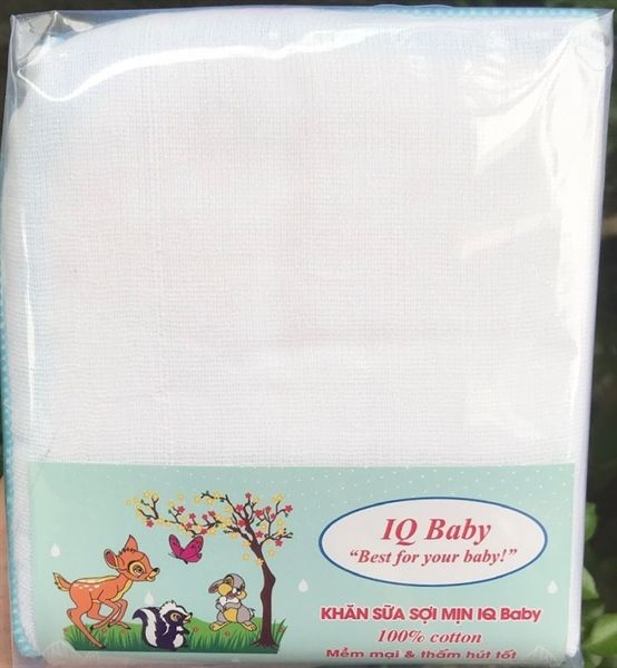 Khăn Sữa Sợi Mịn IQ Baby 4 Lớp - 25x27 cm (10 cái/bịch)