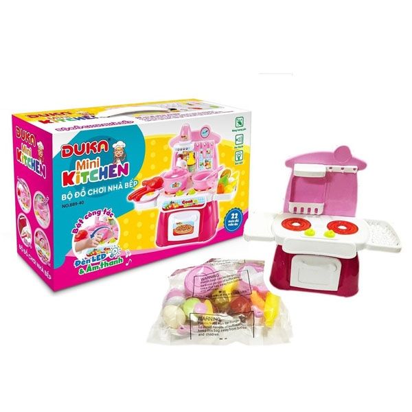 Bộ đồ chơi nhà bếp có đèn led và âm thanh Duka
