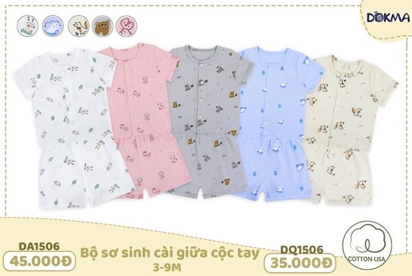 Bộ SS CT cài giữa DQ1506 Dokma Trắng size 6-9M