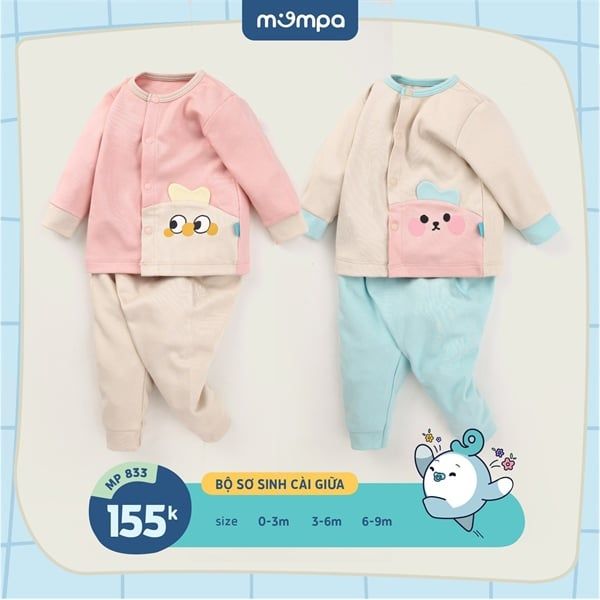 Bộ sơ sinh BG cài giữa Mompa MP833 sz 0-3M