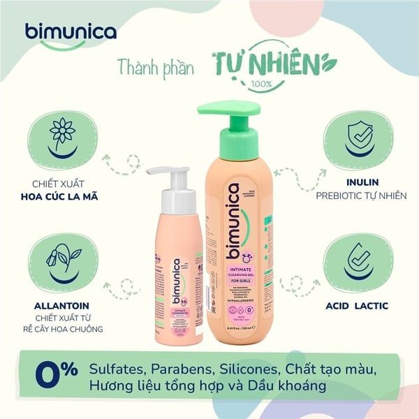 Dung dịch vệ sinh bé gái Bimunica 0m+