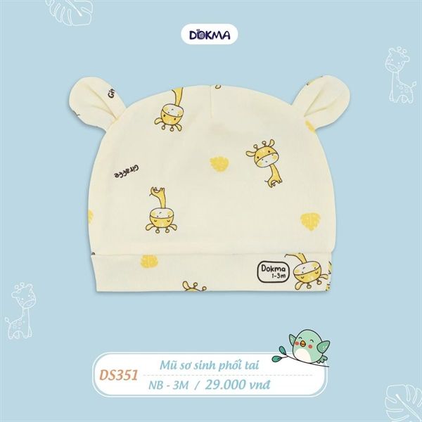 Mũ sơ sinh 2 tai tròn Dokma DS351